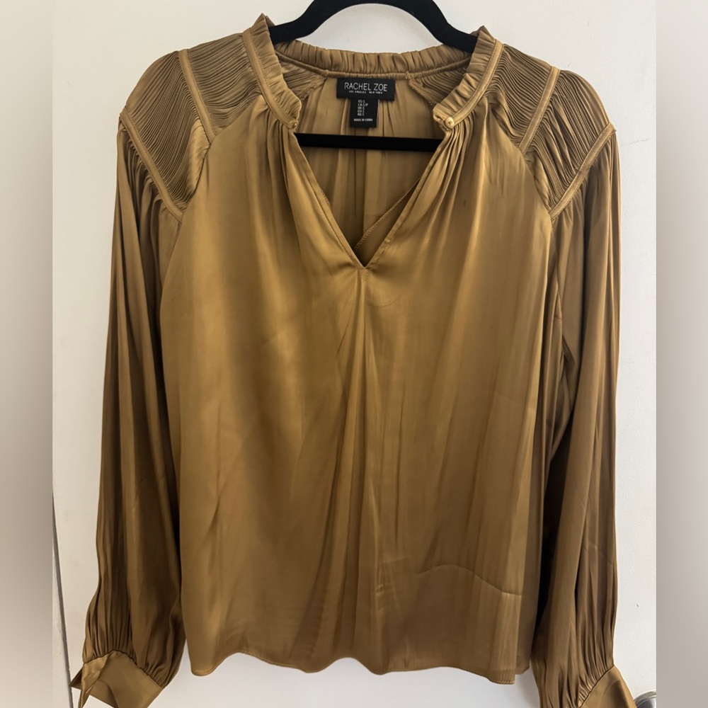 Rachel Zoe Women's Metallic Gold Blouse - Small